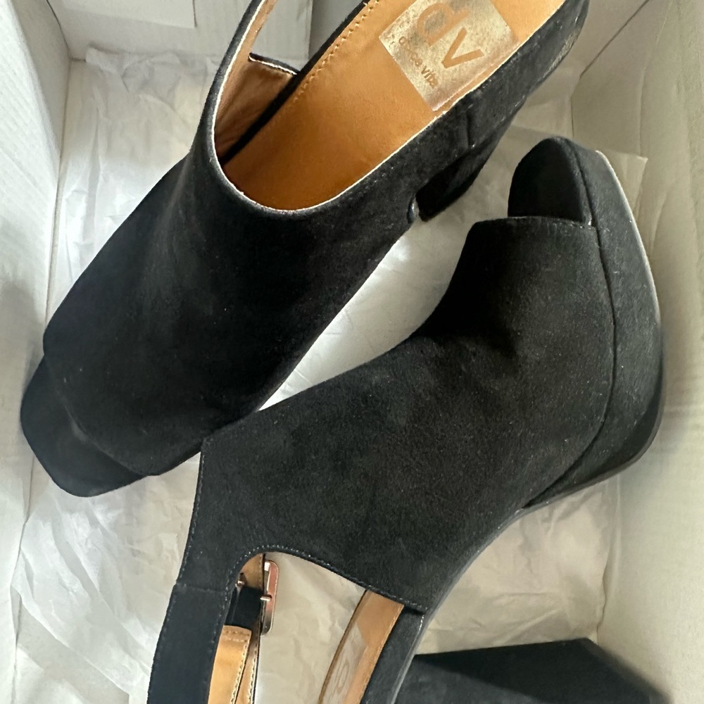 DV by Dolce Vita Black Open-Toe Wedges